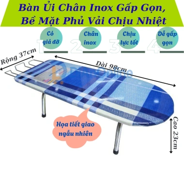 Bàn ủi mini gấp gọn inox - Nhỏ gọn, tiện du lịch, bề mặt vải chịu nhiệt, giá 229.000₫