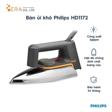 Bàn ủi Philips HD1.172 Xám Bạc - Hàng chính hãng, giảm giá 339k, công suất mạnh, hơi nước dày