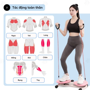 Bàn Xoay Eo Bụng Đa Năng 3 Trong 1 với Dây Kháng Lực, Massage Chân Tập Thể Dục Tại Nhà - Giá 459.000₫ 4