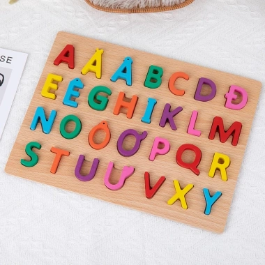 Bảng chữ cái tiếng Việt gỗ nổi chữ và số 30x22cm - Phát triển tư duy bé, 29.000₫