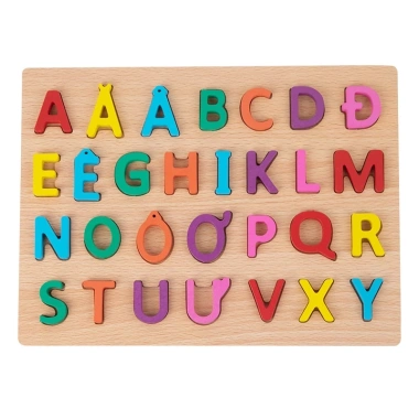 Bảng chữ cái tiếng Việt gỗ nổi chữ và số 30x22cm - Phát triển tư duy bé, 29.000₫