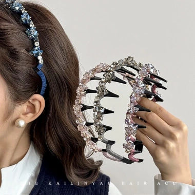 Băng đô gợn sóng kim cương giả nữ phụ kiện tóc thời trang rửa mặt – giá ưu đãi 68.000đ