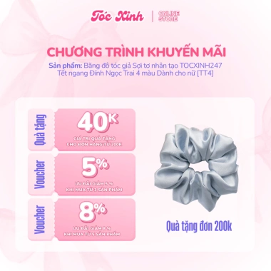 Băng đô tóc giả sợi tơ TOCXINH247 - Đính ngọc trai, 4 màu, phù hợp Tết, giá 24.990đ
