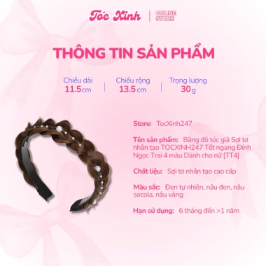 Băng đô tóc giả sợi tơ TOCXINH247 - Đính ngọc trai, 4 màu, phù hợp Tết, giá 24.990đ