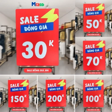 Bảng giá & Bảng sale cho cửa hàng, siêu thị – Hàng đẹp Mica66 chỉ 10.000đ (giá gốc 12.500đ)