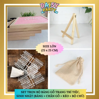 Bảng Gỗ Trang Trí Sinh Nhật Đầy Tháng 25x25 - Decor Nhà Cửa, Chữ, Chân Gỗ, Kéo và Túi 8