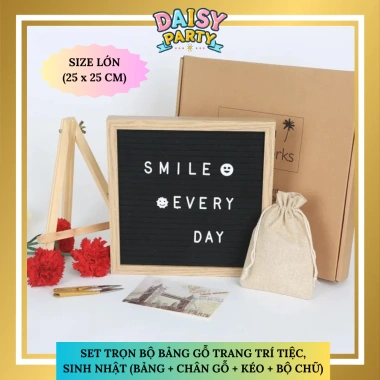 Bảng Gỗ Trang Trí Sinh Nhật Đầy Tháng 25x25 - Decor Nhà Cửa, Chữ, Chân Gỗ, Kéo và Túi 9