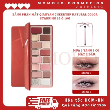 Bảng Phấn Mắt Qianyan Cheeryep 16 ô - Nhũ lì lấp lánh, đa màu, chỉ 460.000₫