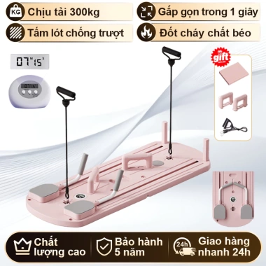 Bảng Pilates Đa Năng - Bánh Xe Gập Gọn Tập Bụng, Kéo Giãn Cơ, Kèm Đồng Hồ Hẹn Giờ - 599k