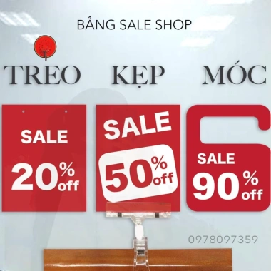 Bảng SALE móc mica dày dặn, tự ghi, giảm % & đồng giá – Thiết kế theo yêu cầu, bền đẹp, giá 30.000₫