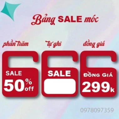 Bảng SALE móc mica dày dặn, tự ghi, giảm % & đồng giá – Thiết kế theo yêu cầu, bền đẹp, giá 30.000₫