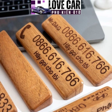 Bảng số điện thoại gỗ cao cấp ô tô – Gắn taplo, thiết kế đẹp, chỉ 36.000₫