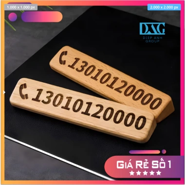 Bảng số điện thoại gỗ cao cấp ô tô – Gắn taplo, thiết kế đẹp, chỉ 36.000₫