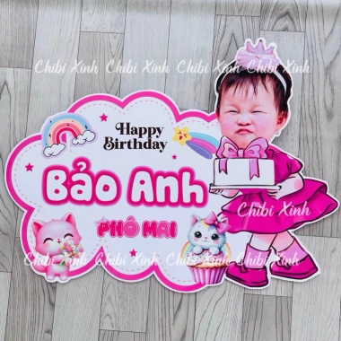 Bảng tên sinh nhật cho bé gái - Thiết kế ngọt ngào, giá ưu đãi 60.000đ