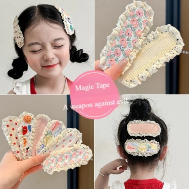 Bangs dán Velcro cho bé gái họa tiết hoa dễ thương Giá ưu đãi 6.875 VND