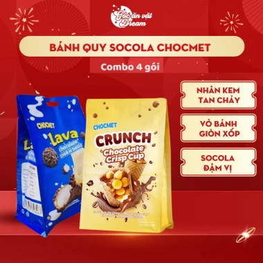 Bánh Quy Socola Chocmet Combo 4 gói - Giòn xốp, kem tan chảy, ngon, 47.724₫