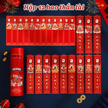Bao 12 Lì Xì Gieo Quẻ Tết 2.026 - Hộp Lì Xì Túi Mù Bính Ngọ, Kỳ Lân Chibi Dễ Thương May Mắn, Giảm Giá 59.000đ 9
