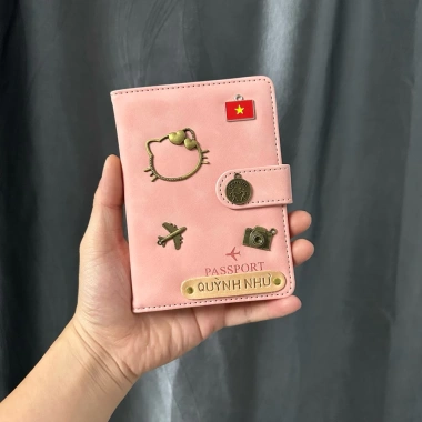 Bao da hộ chiếu Màu 21 Quai gài Hồng Retro - PU cao cấp, ngăn phụ thẻ giấy tờ 9 Bao da hộ chiếu Màu 21 Quai gài Hồng Retro - PU cao cấp, ngăn phụ thẻ giấy tờ 9