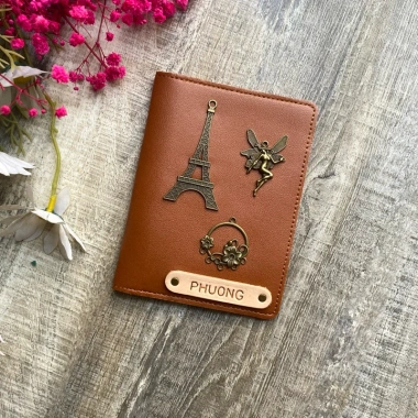 Bao da hộ chiếu màu nâu da đẹp, khắc tên theo yêu cầu, charm cá tính, giao nhanh - chỉ 109.000đ 3