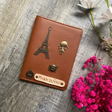 Bao da hộ chiếu màu nâu da đẹp, khắc tên theo yêu cầu, charm cá tính, giao nhanh - chỉ 109.000đ 7
