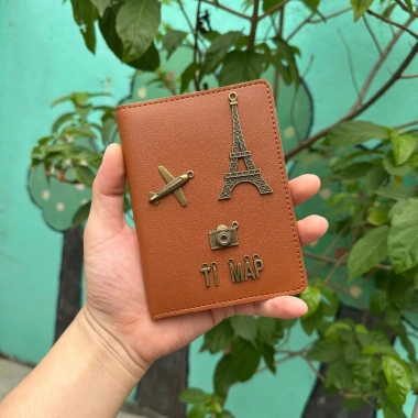 Bao da hộ chiếu màu nâu da đẹp, khắc tên theo yêu cầu, charm cá tính, giao nhanh - chỉ 109.000đ 9