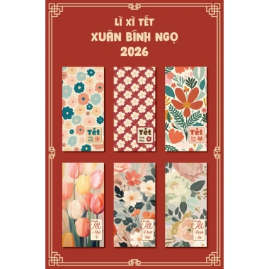 Bao Lì Xì Cán Màng Tết 2.026 Bính Ngọ - Hoa lá, Giấy C150 mẫu mới, Giá ưu đãi 11.755 VND