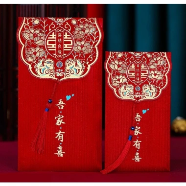 Bao lì xì cưới chữ hỷ 3 chiều giấy lụa nhũ cao cấp, cứng đứng form - 18.000 VND 3
