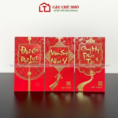Bao lì xì nhung đỏ vàng Tết 2.026 – Set 50 Cậu Chủ Nhỏ sang trọng, giá 27.600 VND 3