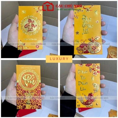 Bao lì xì nhung đỏ vàng Tết 2.026 – Set 50 Cậu Chủ Nhỏ sang trọng, giá 27.600 VND 7