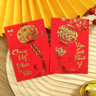 Bao lì xì nhung đỏ vàng Tết 2.026 – Set 50 Cậu Chủ Nhỏ sang trọng, giá 27.600 VND 9