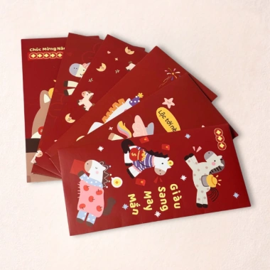 Bao lì xì Tết 2.026 họa tiết ngựa đáng yêu Giấy dày, in sắc nét, màu đỏ may mắn, chỉ 30.000₫