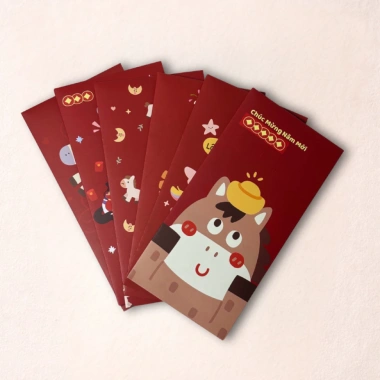 Bao lì xì Tết 2.026 họa tiết ngựa đáng yêu Giấy dày, in sắc nét, màu đỏ may mắn, chỉ 30.000₫