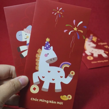 Bao lì xì Tết 2.026 họa tiết ngựa đáng yêu Giấy dày, in sắc nét, màu đỏ may mắn, chỉ 30.000₫