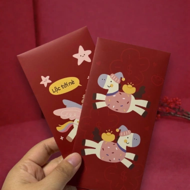 Bao lì xì Tết 2.026 họa tiết ngựa đáng yêu Giấy dày, in sắc nét, màu đỏ may mắn, chỉ 30.000₫