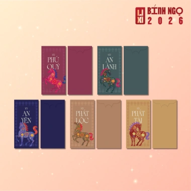 Bao lì xì Tết 2.026 - Set 50 giấy C150, họa tiết may mắn, cán mờ, đa màu, 25.200₫