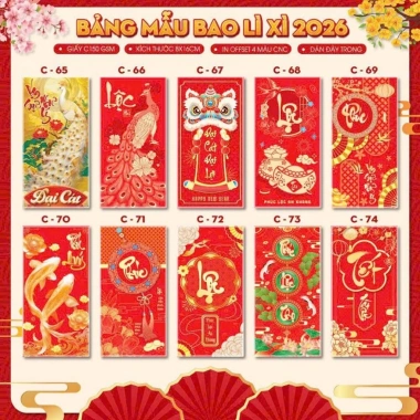 Bao lì xì Tết 2.026 - Set giá rẻ 33.600₫, mẫu mới đẹp sang trọng, giảm 7.000₫