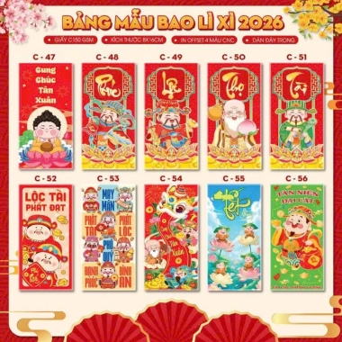 Bao lì xì Tết 2.026 - Set giá rẻ 33.600₫, mẫu mới đẹp sang trọng, giảm 7.000₫