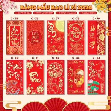 Bao lì xì Tết 2.026 - Set giá rẻ 33.600₫, mẫu mới đẹp sang trọng, giảm 7.000₫