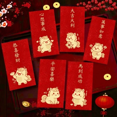 Bao lì xì tết 2.026 Set lì xì họa hoạt hình Bính Ngọ - Lì xì đỏ may mắn chào năm mới 3