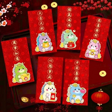 Bao lì xì tết 2.026 Set lì xì họa hoạt hình Bính Ngọ - Lì xì đỏ may mắn chào năm mới 7