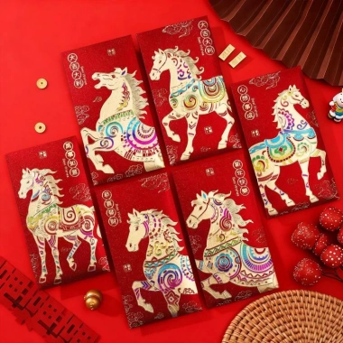 Bao Lì Xì Tết Việt Nam Set 24 Cái - Thiết Kế Kim Mã Phát Tài Ánh Kim Giá Ưu Đãi 68k