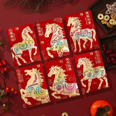 Bao Lì Xì Tết Việt Nam Set 24 Cái - Thiết Kế Kim Mã Phát Tài Ánh Kim Giá Ưu Đãi 68k
