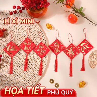 Bao lì xì treo cây 20 mini – Phụ kiện trang trí năm mới, chất liệu bền đẹp, tôn lên cây cảnh Tết 6