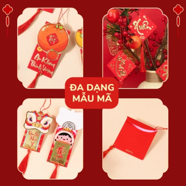 Bao lì xì treo cây 20 mini – Phụ kiện trang trí năm mới, chất liệu bền đẹp, tôn lên cây cảnh Tết 7