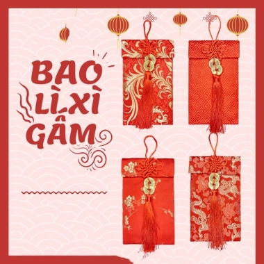 Bao lì xì vải gấm cao cấp - Nhiều hoa văn, phù hợp cưới hỏi, nạp tài, ngày Tết, giảm giá, giao hàng miễn phí