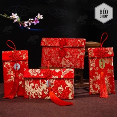 Bao lì xì vải gấm đỏ Pkbeoshop Combo 5-7-9-11 mừng tuổi, tặng quà lễ Tết, cưới hỏi, nạp tài – chỉ 95.000₫