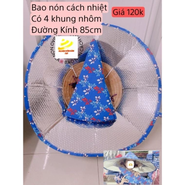 Bao nón lá cách nhiệt 85cm Bigsize khung nhôm điều chỉnh, che mưa, chống nóng cho công việc ngoài trời