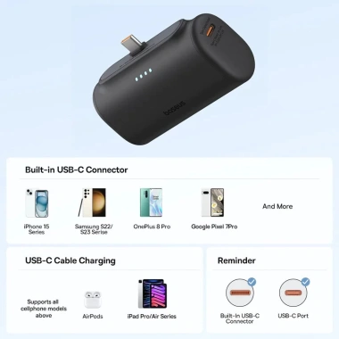 Baseus Mini 20W 5.000mAh sạc dự phòng PowerBank Type C sạc nhanh, phù hợp iPhone 14/15 Pro Max và Samsung – HCM Hoả tốc 6