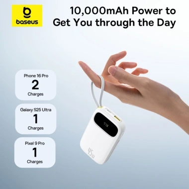 Baseus QPow3 Pin Dự Phòng Sạc Nhanh Màn Hình Kỹ Thuật Số - Cáp Kép Nhỏ Gọn, CCC Certified 3