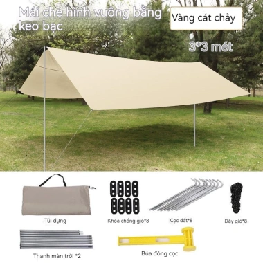 Bạt che nắng ngoài trời dày dặn vinyl 6mm chống nước di động màu đen - 149.533 VND
